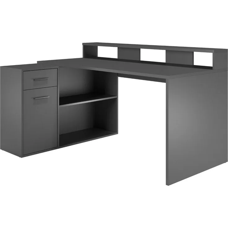trendteam Schreibtisch Gamer (Winkelschreibtisch oder gerade stellbar, 160 - 200 cm), 4 verschiedene Aufbaumöglichkeiten, mit viel Stauraum