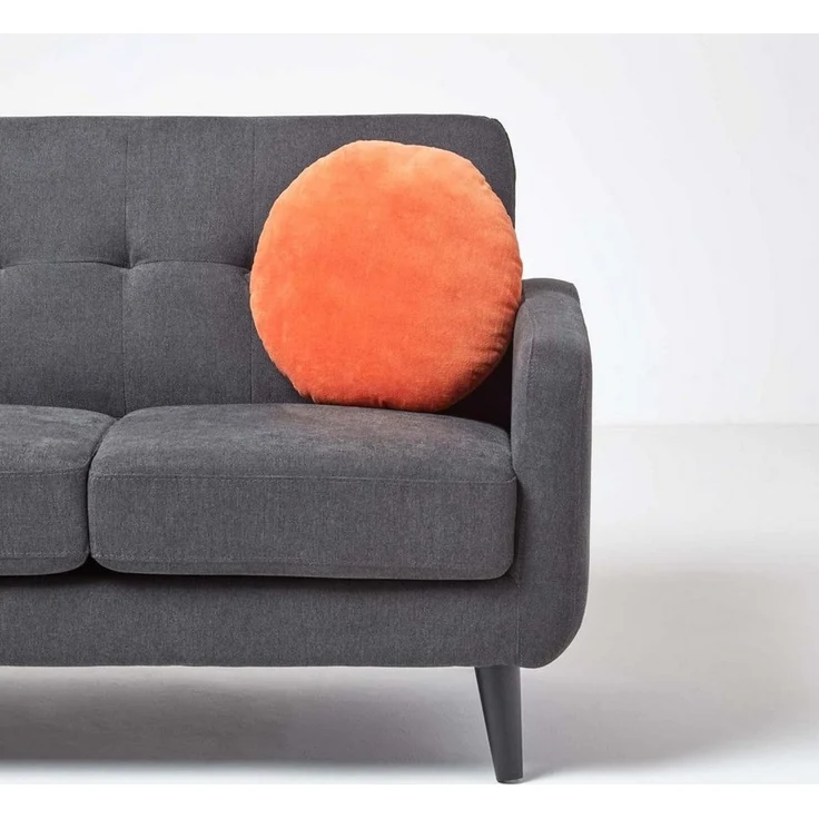Homescapes Dekokissen Samt Kissen, 40 cm rund, orange – Bild 3