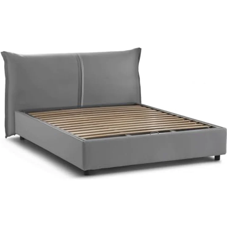 Talamo Italia - Doppelbett Clelia, 100 % Made in Italy, Öffnung vorne, inklusive Matratze 160 x 190 cm, Grau – Bild 7
