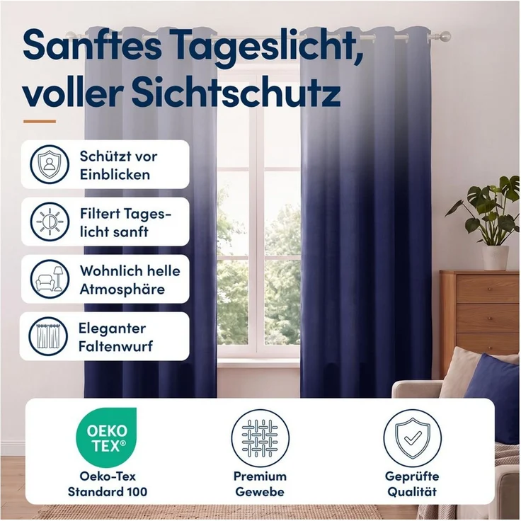 Stoffschmiede Gardine Blickdicht - Kräuselband & Ösen, Ösen – Bild 2