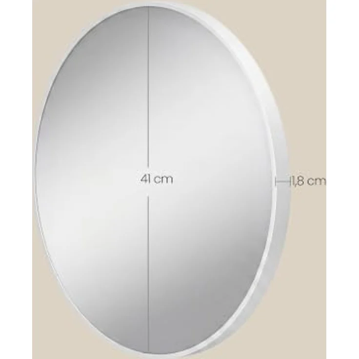 SONGMICS Runder Spiegel, Wandspiegel, Aluminiumrahmen, 41 cm | Modern, einfache Montage, für Bad, Wohnzimmer, Schlafzimmer, Flur, Mattweiss, BERIT Kollektion LWM104WC01 – Bild 4