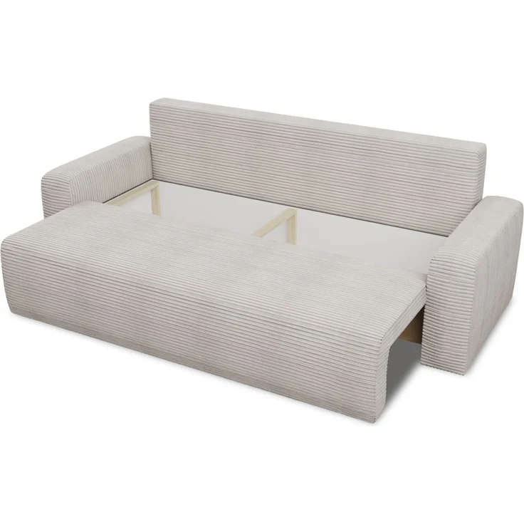 Schlafsofa Spark – Sofa mit Schlaffunktion und Bettkasten, Bonellfederkern, Cordbezug, große Schlaffläche, modernes Polstersofa & Bettsofa (Beige (Poso 100)) – Bild 4