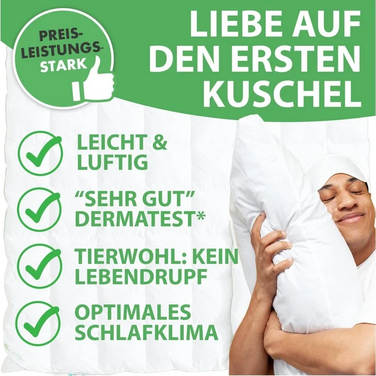 Welldora Komfort Bettdecke 155x220 Sommer | 100% Extraweiche Federn & Daunen | Fachärztlich geprüft, Oeko-Tex, Allergiker | Zertifiziert für Tierwohl | Dünne leichte Sommerdecke Daunendecke 155x220 – Bild 3