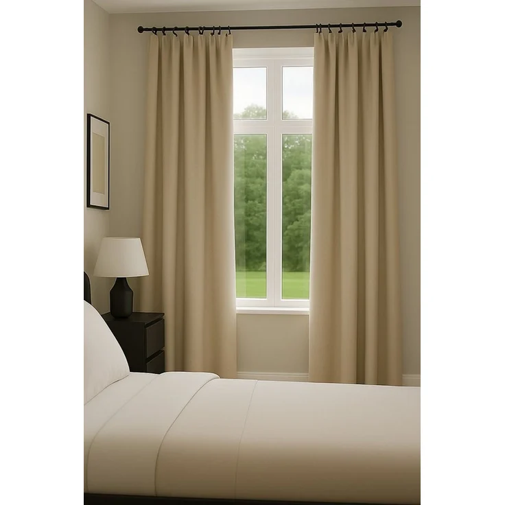 novumfix Verdunkelungsvorhang Sunout/15 beige Thermovorhang XXL Kräuselband bis 400 cm lang, verdunkelnd, extra lang – Bild 3