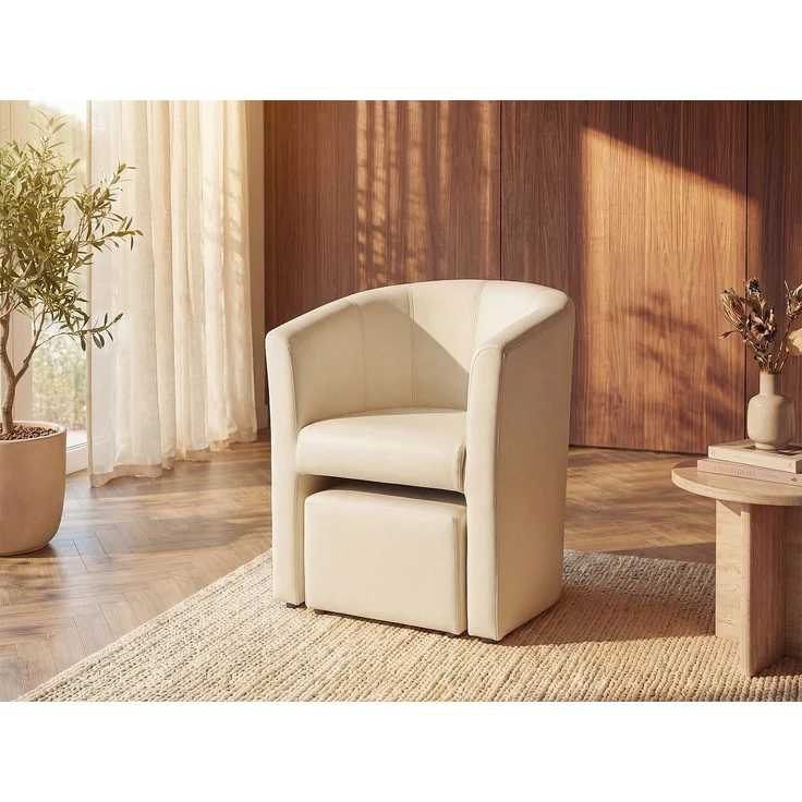 Vente-unique - JOVANA - Sessel mit gerader Rückenlehne - Plastik - Kunststoff (PVC) - Beige - 65 x 64 x 74 cm – Bild 2