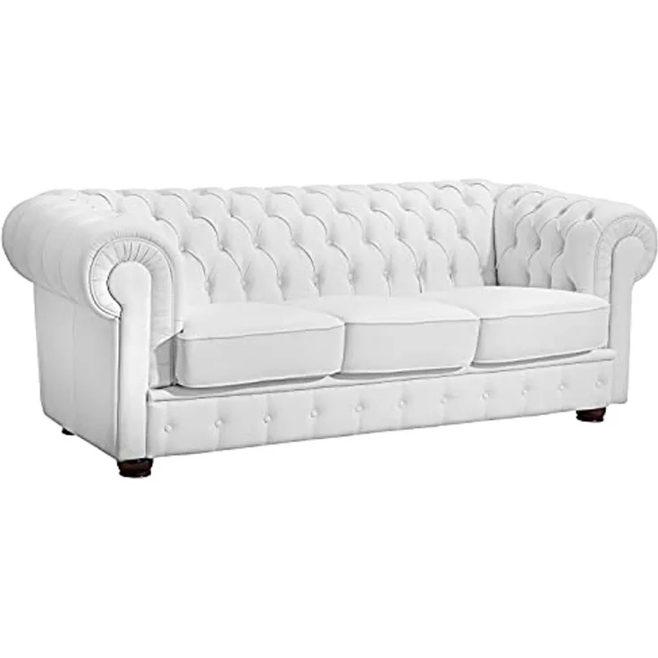 Bridgeport Sofa 3-Sitzer Polyurethan Weiß Buche Nussbaumfarben
