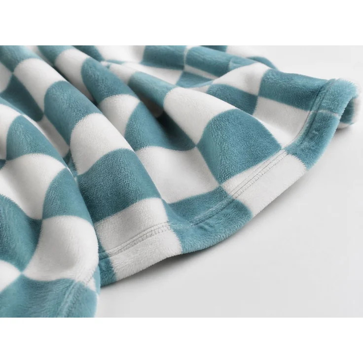 Flanell-Fleecedecke mit Schachbrettmuster für Sofa und Bett Schwarz-Weiß, 100x130 cm – Bild 3