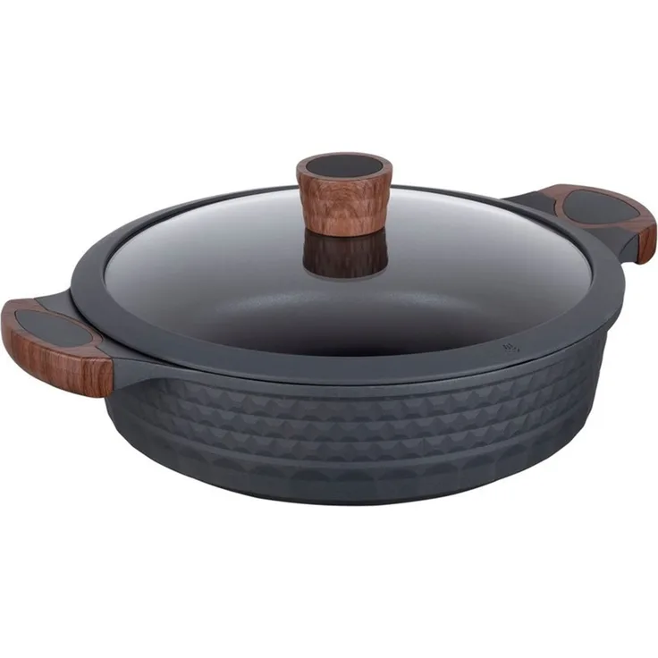RESTO Kitchenware Kochtopf Capella, Schmortopf antihaftbeschichtet und spülmaschinenfest, Aluminiumguss (2-tlg), mit Glasdeckel und stoßdämpfendem Silikonrand, im Geschenkkarton