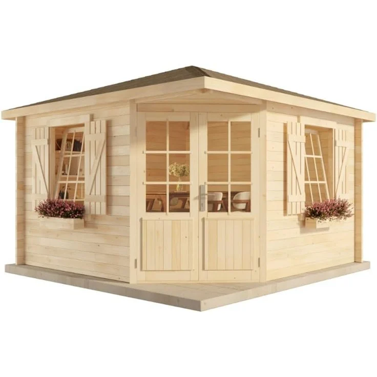 Alpholz 5-Eck Gartenhaus Monica Royal Gartenhaus aus Holz Holzhaus mit 28 mm Wandstärke Blockbohlenhaus mit Montagematerial – Bild 2