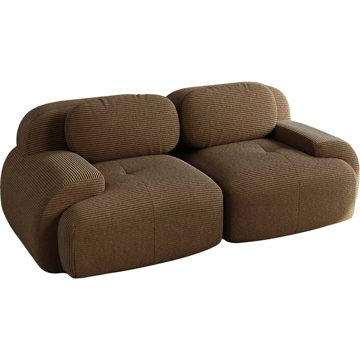2-Sitzer Sofa 208x103x75 cm aus Cordstoff modular ohne Gestell, braun – Bild 5