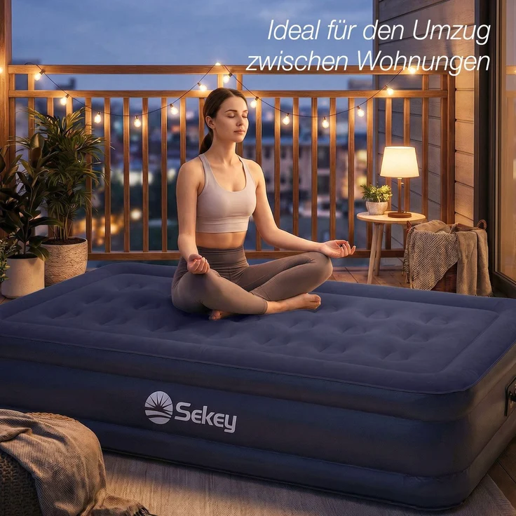 Sekey Luftbett mit integrierter Luftpumpe, Luftmatratze selbstaufblasend Camping, 203 x 102 x 40 cm, blau / blau – Bild 8