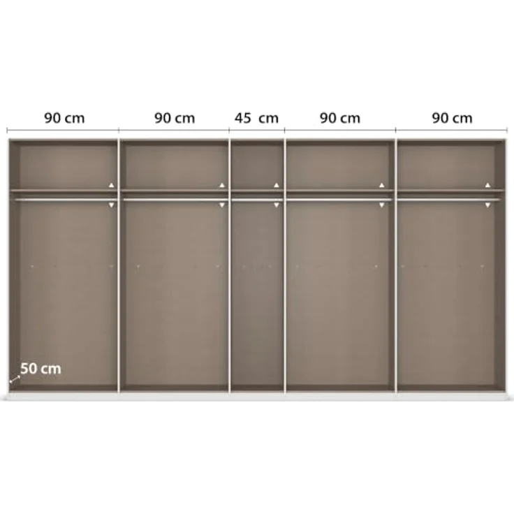 Rauch Möbel MYLORA, Kleiderschrank, Farbe Beige, Breite 405 cm | Schrank mit patentiertem Schnellmontagesystem, 9-türig, Zubehör Basic, für Schlafzimmer, Ankleidezimmer, Garderobe, Flur – Bild 9