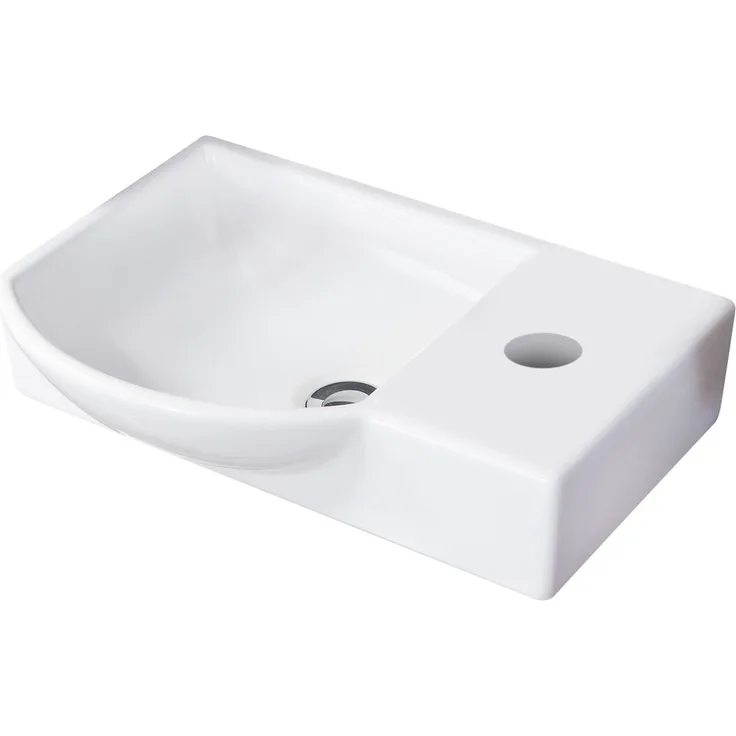 Fackelmann SBC B. STYLE Gäste WC Set 2-teilig 45 cm, Braun hell/Weiß, links, Keramik Hahnloch rechts