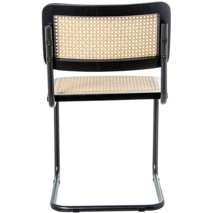 DRW Set mit 4 Stühlen aus Holz, Rattan und Metall in Natur und Schwarz, 48 x 53 x 81 cm – Bild 3