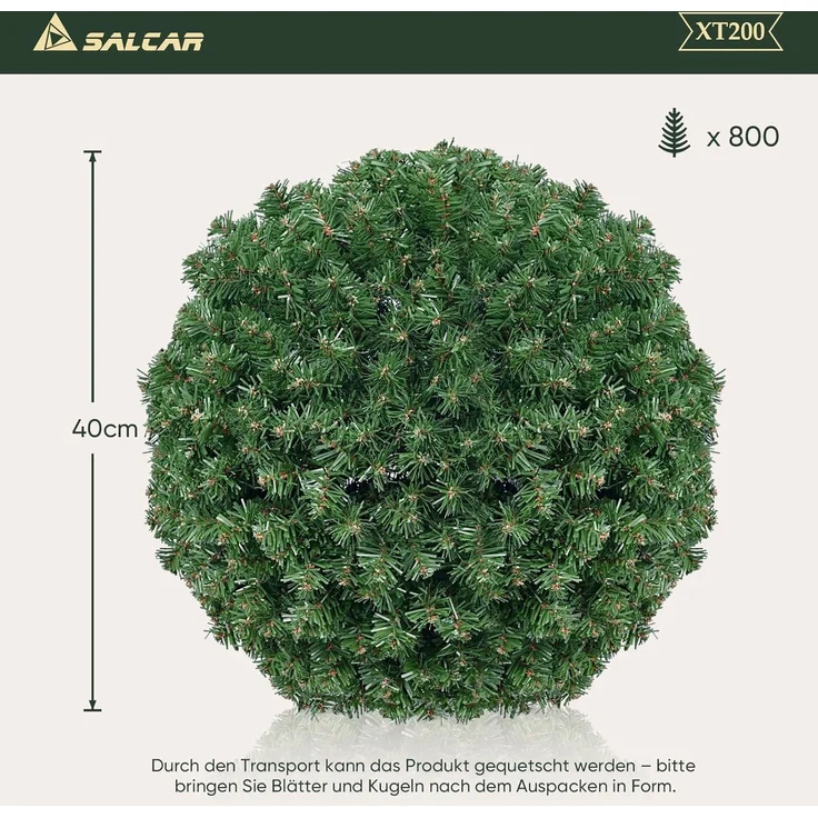 SALCAR DIY Weihnachtskugel 40 cm, Grüne PVC Kugel zum Hängen für Weihnachtsdekoration – Perfekt für Eingangsbereich, Esszimmer und Garten – Bild 5