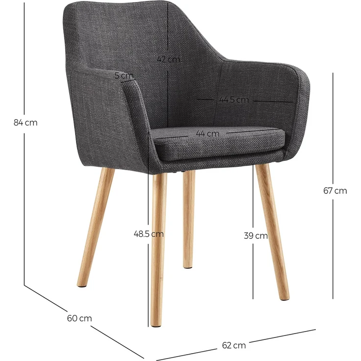 SalesFever Armlehnstuhl aus Strukturstoff – Massivholz-Eichenbeine, skandinavisches Design – Bild 8