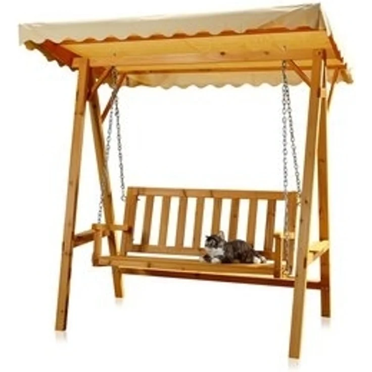 Hollywoodschaukel Gartenschaukel Hängeschaukel Schaukelbank Holz Dach Schaukel – Bild 6