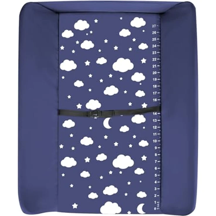 Baby Klappbarer Wickeltisch，Mobiler Wickeltisch mit Rollen und Wickelauflage,Wasserdicht und Höhenverstellbar，Baby Wickelkombi mit Ablagefächern-80 * 58 * 90 cm-Marineblau – Bild 4