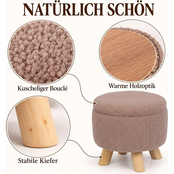 Relaxdays Hocker mit Stauraum Teddystoff – Bild 9