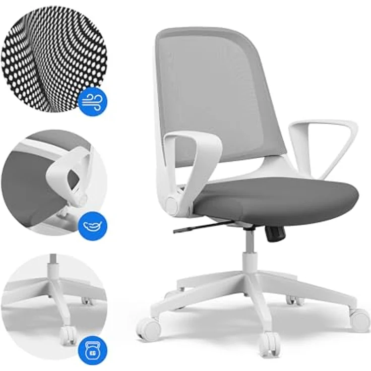 SENSE7 Bürostuhl Sopty mit Wippfunktion, Bürosessel mit verstellbaren Armlehnen, ergonomischer Computerstuhl mit atmungsaktivem Netz, Schreibtischstuhl bis 130 kg, höhenverstellbarer Office Chair – Bild 7