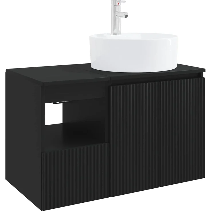 vidaXL Badezimmerschrank-Set 2 stk. Schwarz 79,5 x 44,5 x 82 cm 3404075 – Bild 2