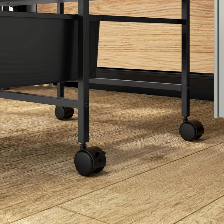 HOMCOM Servierwagen mit Rädern, 3-Lagerkörben und Stahlrahmen, (Rollwagen, 1 St, Aufbewahrungswagen), für Küche, Wohnzimmer, 40,8 x 33,5 x 60,5 cm, Schwarz – Bild 9