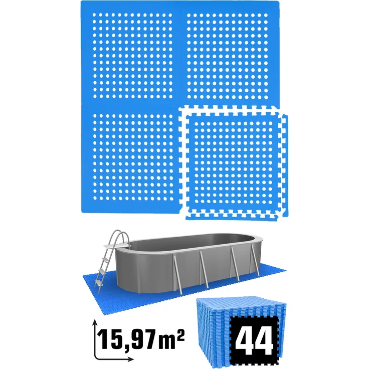 16m² Poolunterlage 44 Poolmatten 62x62cm in Blau