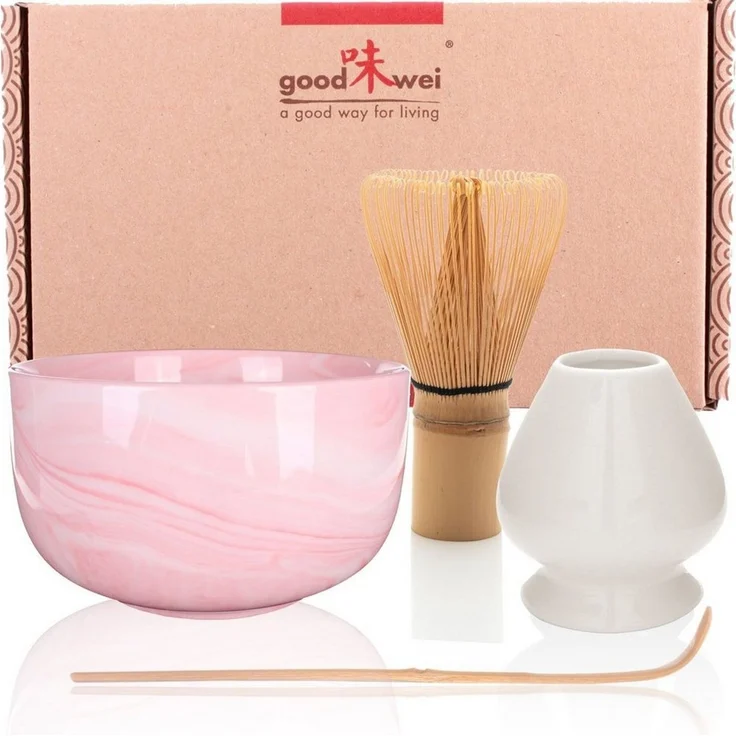 Goodwei Teeservice Matcha-Set "Pinku" 80 mit Teeschale, Matchabesen und Besenhalter (4-tlg), 1 Personen, Keramik, handgearbeitet – Bild 2