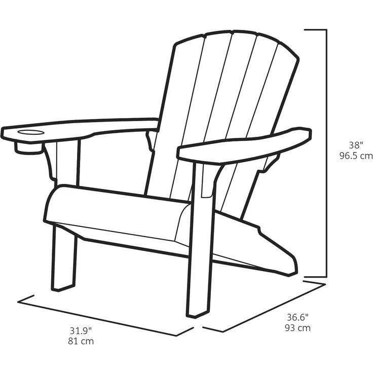 Keter Alpine Adirondack Chair, Outdoor Gartenstuhl aus Kunststoff mit Getränkehalter, grau, wetterfest, amerikanischer Design-Klassiker, für Garten, Terrasse und Balkon, 93 x 81 x 96,5 cm – Bild 3