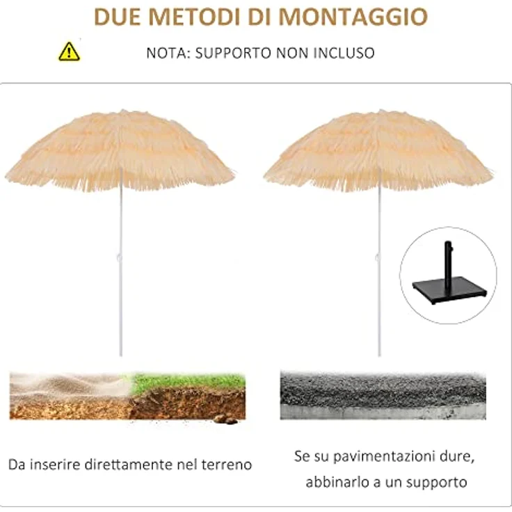 Outsunny Hawaiischirm, Beige, Höhenverstellbar und neigbar, 160x160 cm, Metallgestell, wasserabweisend – Bild 6