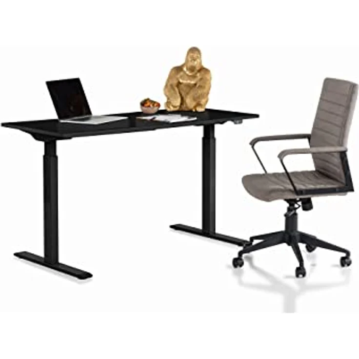 Kare Design Schreibtisch Office höhenverstellbar 140x60cm, Elektrisch höhenverstellbarer Schreibtisch mit Doppelmotor, Stufenlos höhenverstellbares Tischgestell inkl. Tischplatte, Steh-Sitz Pult – Bild 4