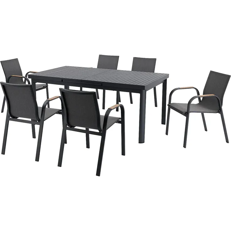 Vente-unique - ZEYVA Gartenessgruppe Metall Grau - B 65 cm100 cm x H 86,5 cm76 cm x L 52 cm240 cm180 cm – Bild 2