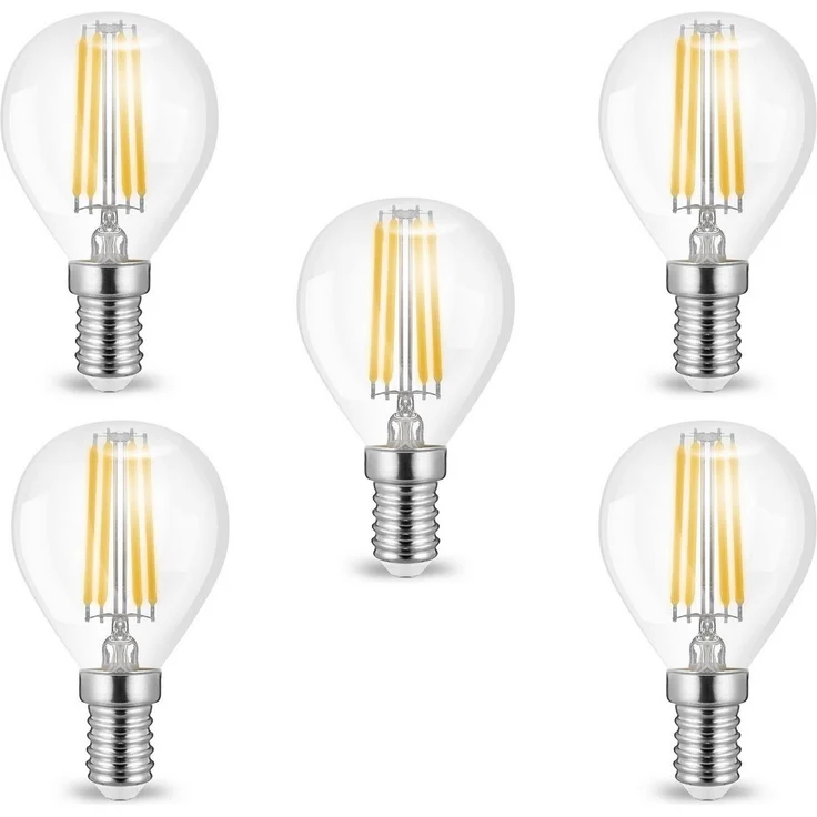 5 x 4w E14 LED Birne Filament Leuchtmittel mit klarem Glas G45|Ø45x78mm|Warmweiß|470 Lumen – Bild 2