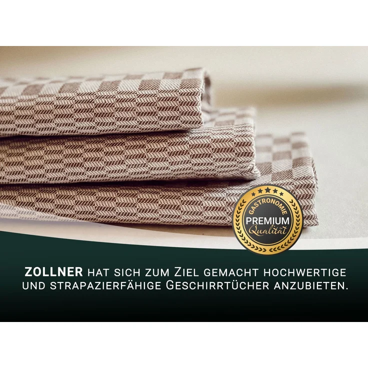 ZOLLNER 10er Set Geschirrtücher, 100% Baumwolle, 46x70 cm, saugstark, braun kariert – Bild 5