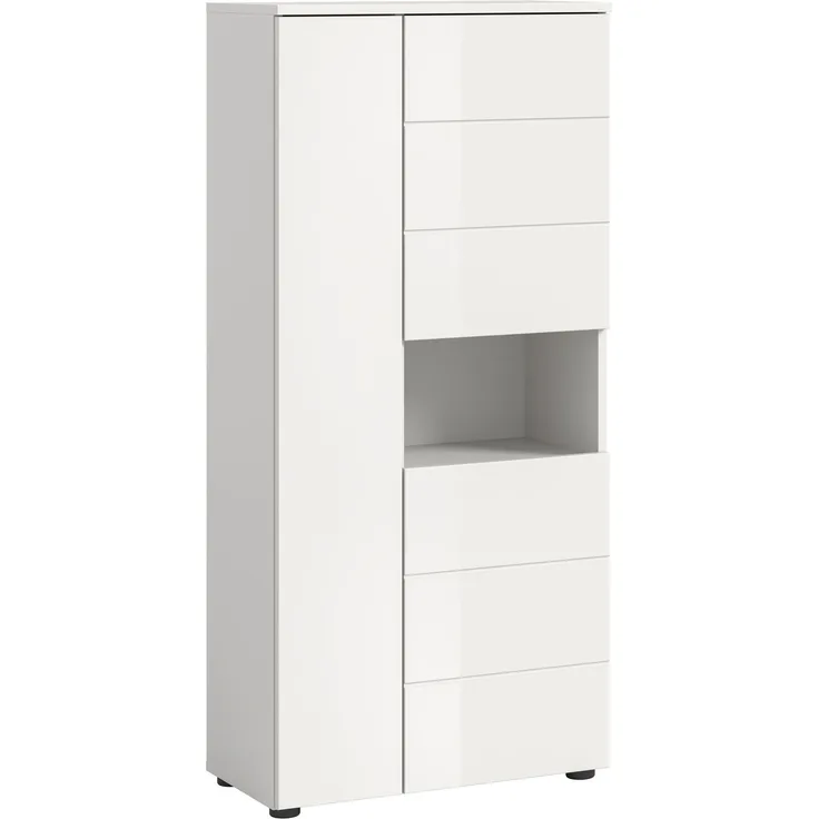 xonox. home Bad Vira X2LA9717 Standschrank Schrank Badschrank in weiß Hochglanz tiefzieh, ca. 60x133x34 cm