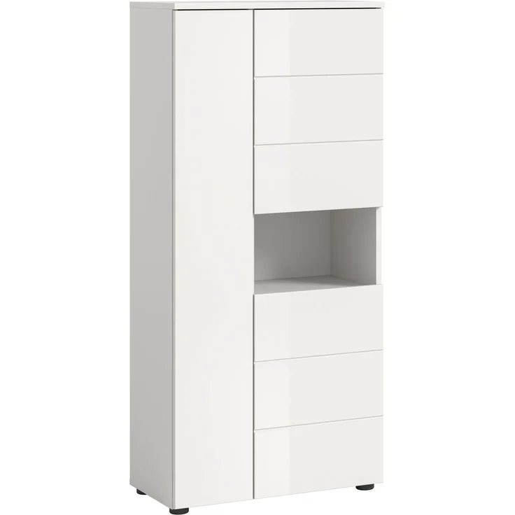 xonox. home Bad Vira X2LA9717 Standschrank Schrank Badschrank in weiß Hochglanz tiefzieh, ca. 60x133x34 cm – Bild 1