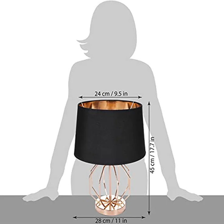 BRUBAKER Vintage Gitter Muster Tisch- oder Nachttischlampe, moderne Metallleuchte in Gold Schwarz, 45 cm Höhe – Bild 5