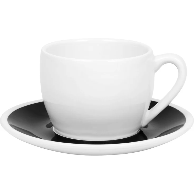 KÖNITZ 2er Set Coffee Bar FOUR Cappuccinotasse mit Untertasse 200 ml Black & White im Geschenkkarton – Bild 2