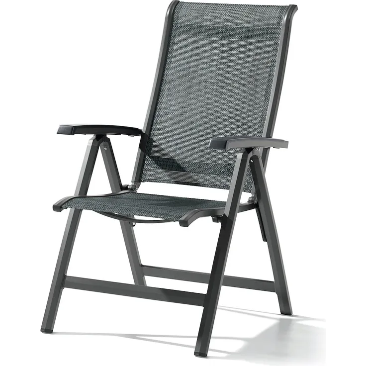 Sieger Calvi Klappsessel mit Polyesterbeschichtung, Aluminium Eisengrau 61 x 109 x 69 cm