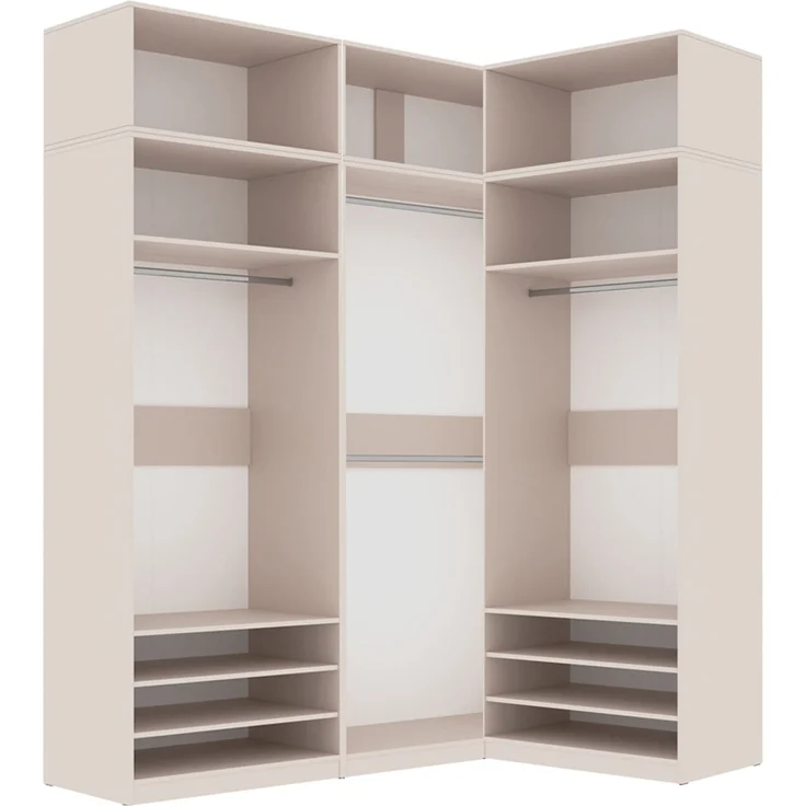 Marmex Möbel Tres Set-O/N Modularer Kleiderschrank mit Regalen und Kleiderstangen, Kleiderschrank-Set für den Garderobenbereich, laminierte Spanplatte, graubeige cashmere 260x246x51 cm – Bild 2