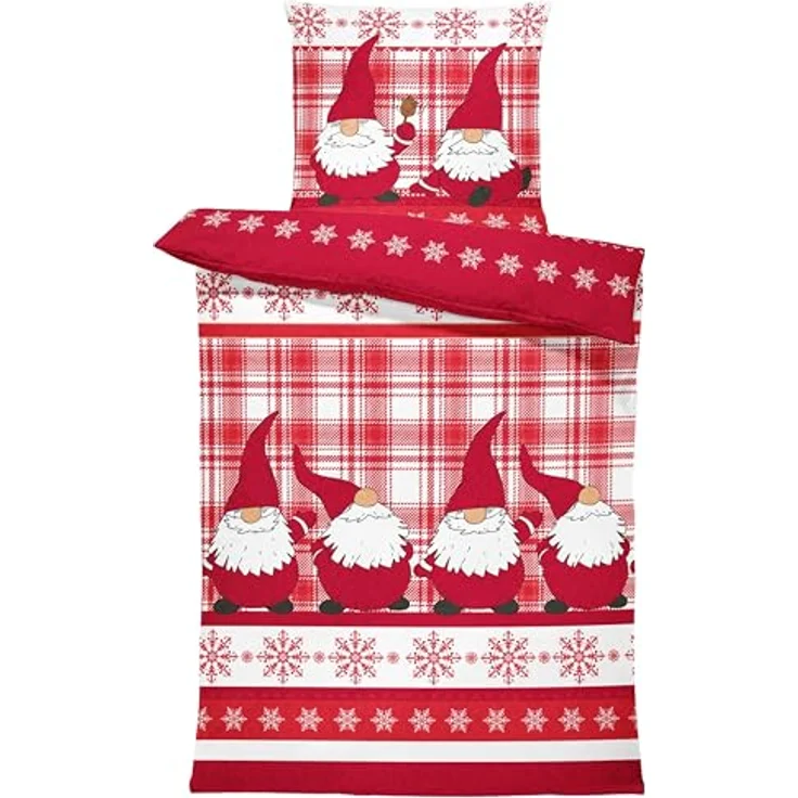 One Home Bettwäsche Winter Thermofleece, Fleece, 2 teilig, Weihnachten Wichtel Christmas, kuschelig flauschig warm weich Modern – Bild 3