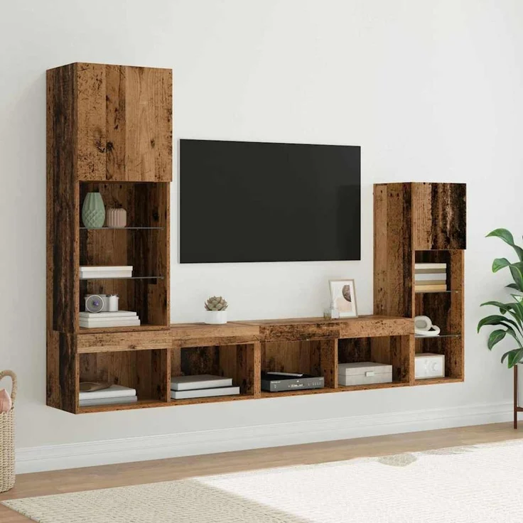 vidaXL TV-Wandgeräte 4 stk. Altholz Holzwerkstoff 3402944 – Bild 1