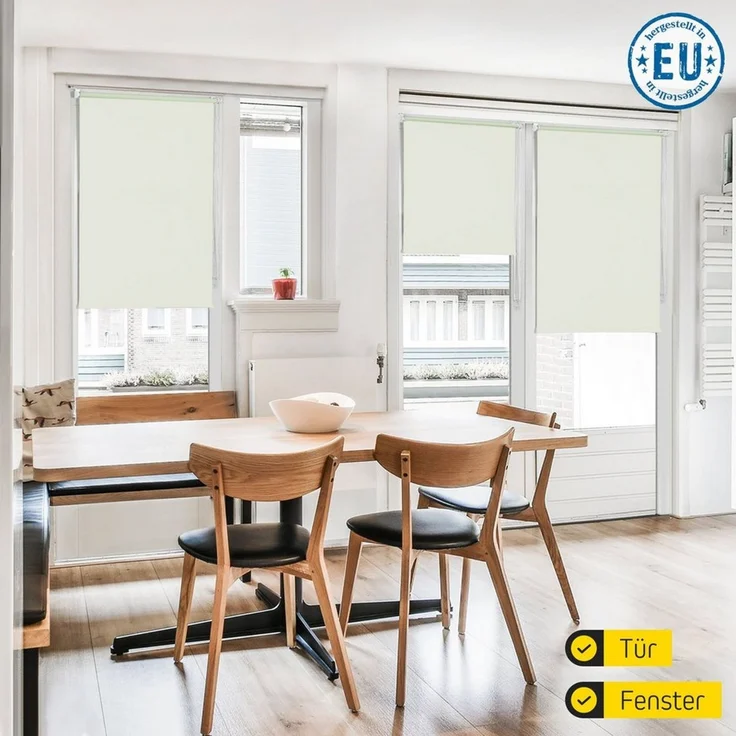Verdunklungsrollo Vollverdunkelnd, 30 x 130 cm, creme [Stoffbreite 26,6 cm], jalousiescout, verdunkelnd, ohne Bohren, freihängend, Klemmfix, mit Kindersicherung, für Fenster und Türen, Sonnenschutz Sichtschutz – Bild 2