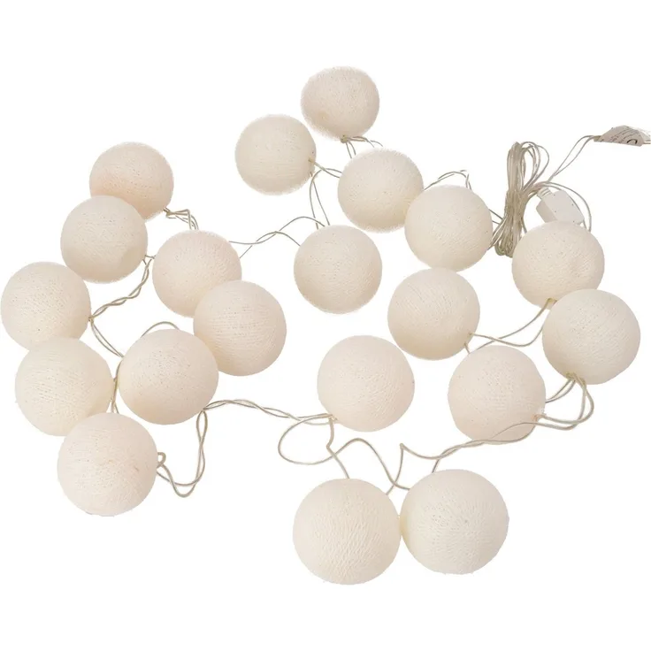 Guru-Shop LED-Lichterkette Stoff Ball Lichterkette, 20`er LED Kugel..