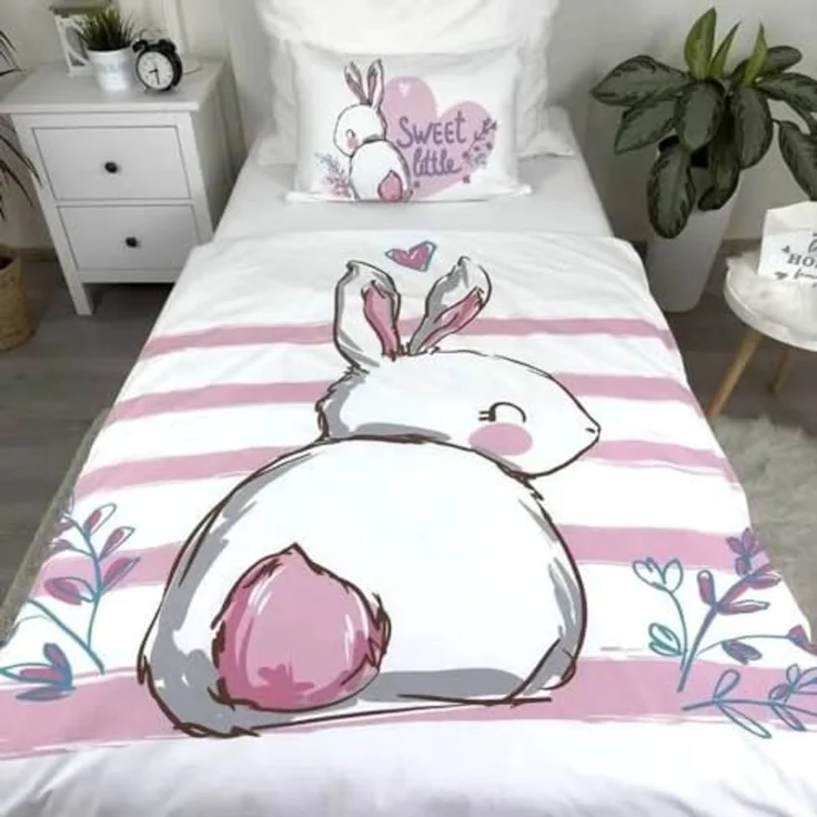 Baby Bettwäsche Bunny rosa mit Hase 100x135 + 40x60 cm – Bild 4