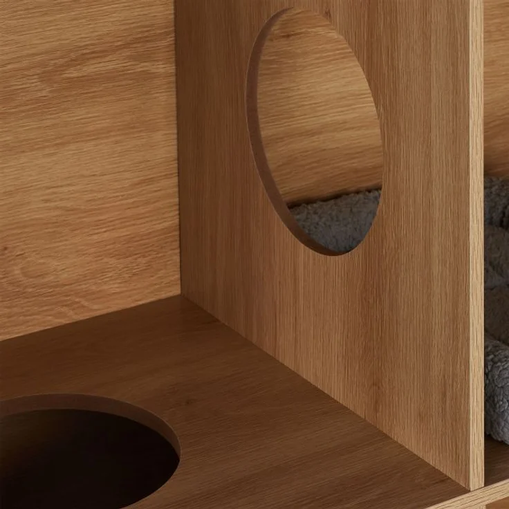 Katzenschrank mit 4 Fächern, Natur Kiefernholz, 96 x 75 x 40 cm – Bild 7