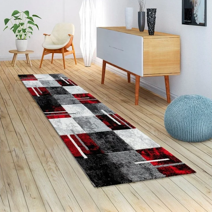 Paco Home Läufer Diamond 663, rechteckig, Höhe: 18 mm, Teppich-Läufer, Kurzflor, Karo Muster, 3D-Design – Bild 3