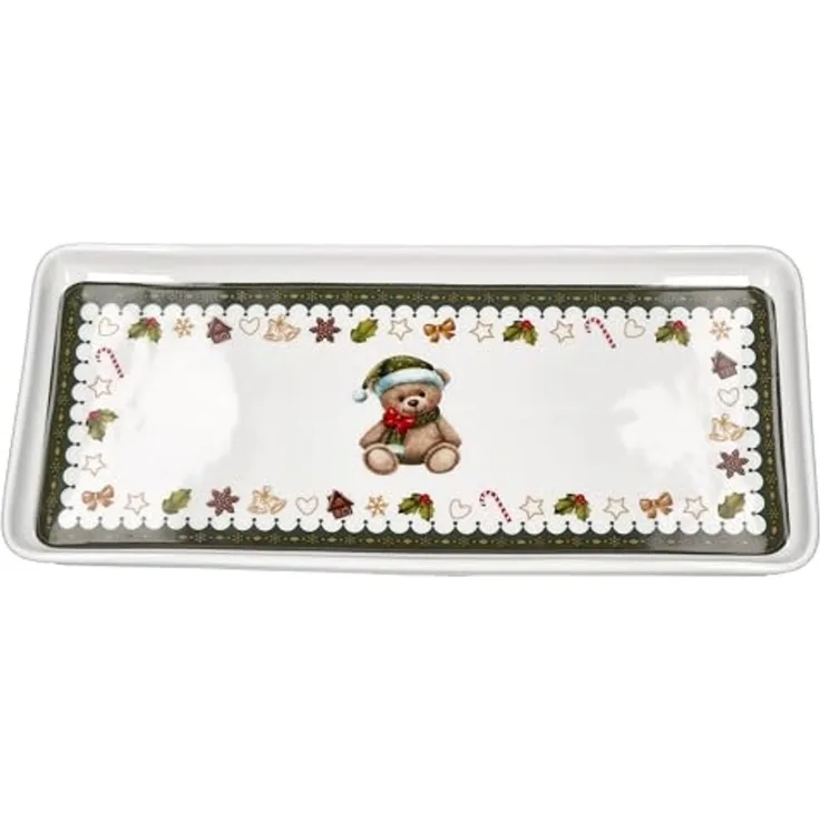 MamboCat Servierplatte Friend Weihnachts-Kuchenplatte rechteckig Porzellan 35x15,5 cm, Porzellan