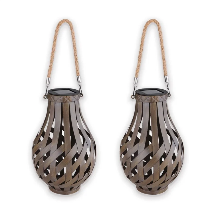 Solarleuchten Garten 2er Set Laterne 27cm Solarlampe Außen Außenleuchte Solar – Bild 2