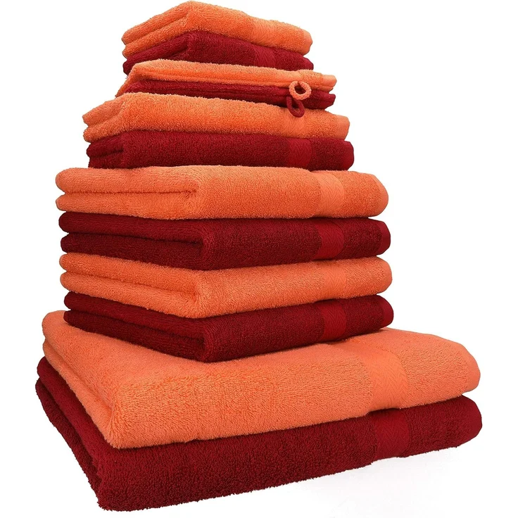 Betz Handtuch Set 12-TLG. Handtuch Set Premium Farbe blutorange/rubinrot, 100% Baumwolle (12-St)